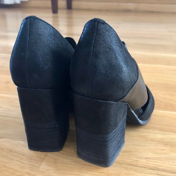 *ANTELOPE* Genuine Leather 903 Hi Banded Block Heel Black Shoes - Size 6.5 - Picture 3 of 16